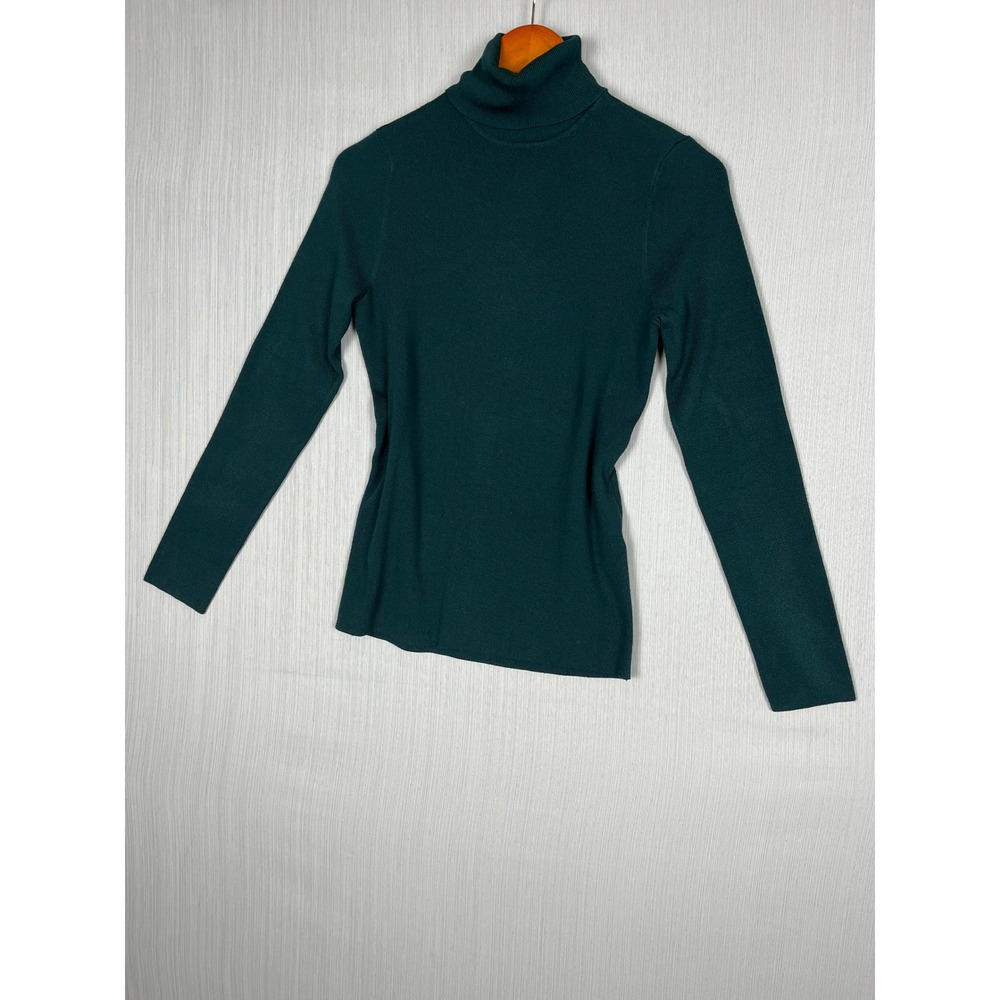 Chico's Turtleneck Sweater Women 0 Dark Green Ribbed Knit Classic Dark Academia‎
